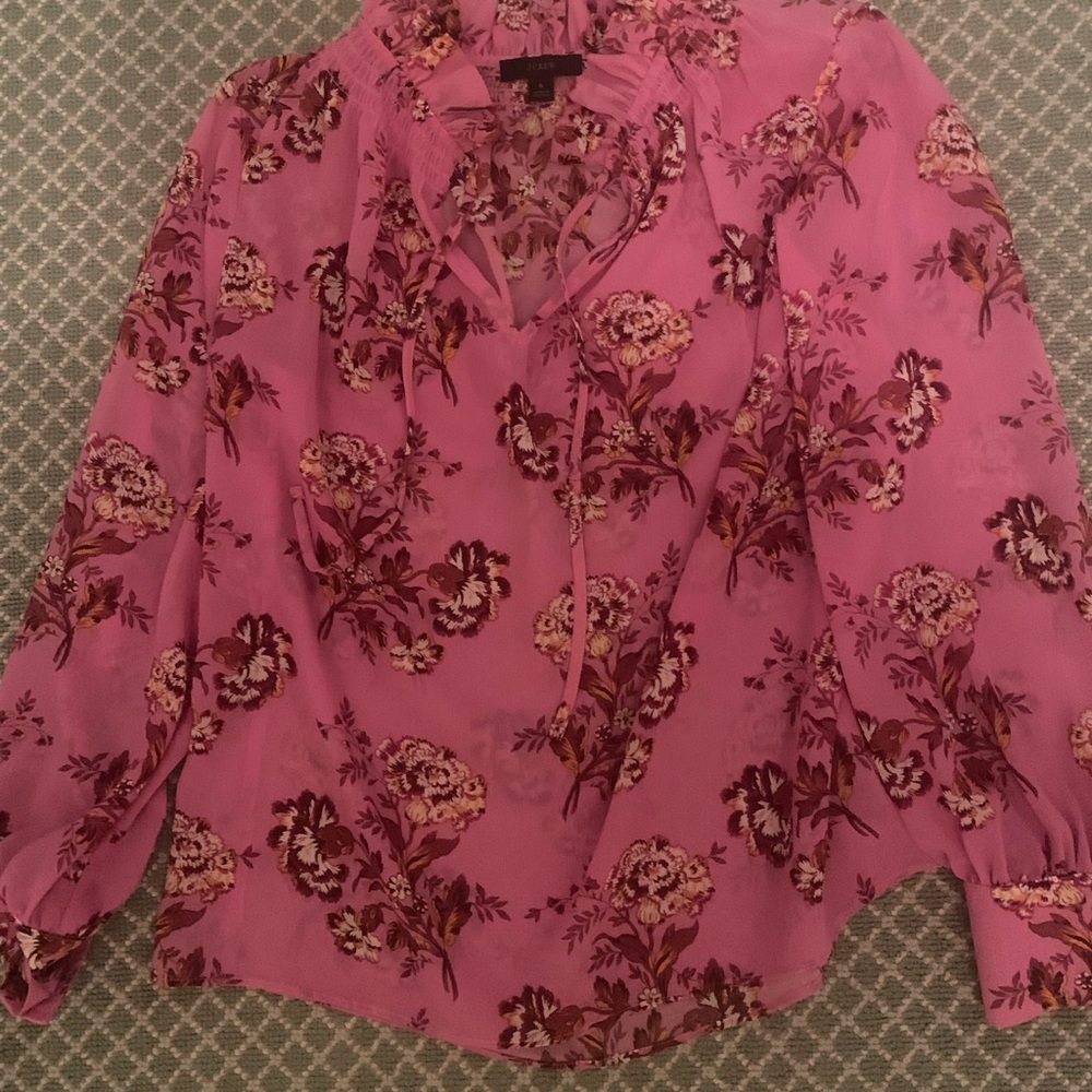 J.Crew pink flower blouse, size Small